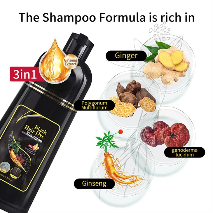 Natural Herbal Black Hair Dye Shampoo