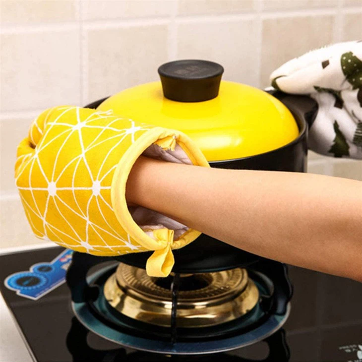 heat proof long cotton oven mitts